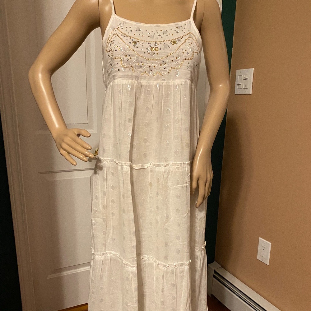 JUSTICE Long white flowy dress with beading